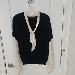 Anthropologie Elegant Black and Cream Blouse